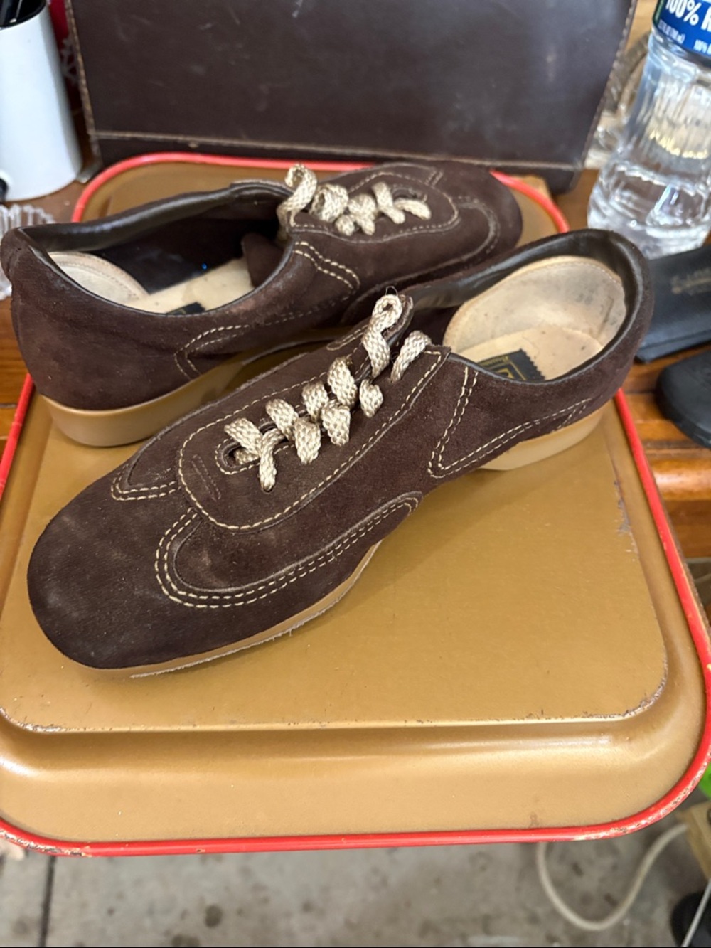 Women's Suede Slip-On Loafers in Dark Brown size 7.